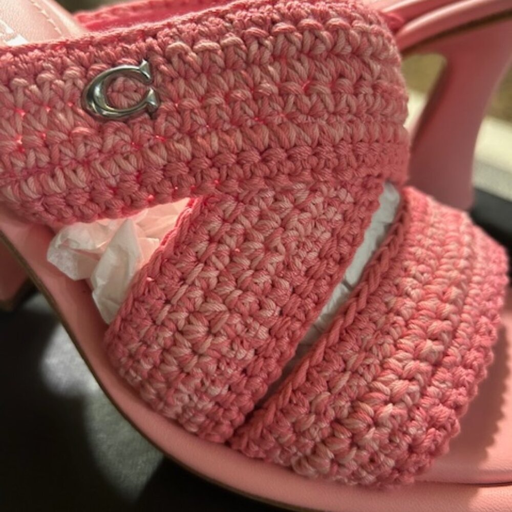 Coach Flower Pink Quintin Crochet Yarn Upper Sandal - Picture 4 of 13